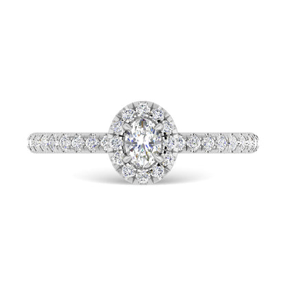 Diamond 3/4 Ct.Tw. Oval Cut Engagement Ring in 14K White Gold