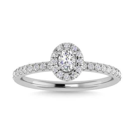 Diamond 3/4 Ct.Tw. Oval Cut Engagement Ring in 14K White Gold