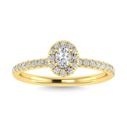 Diamond 3/4 Ct.Tw. Oval Cut Engagement Ring in 14K Yellow Gold