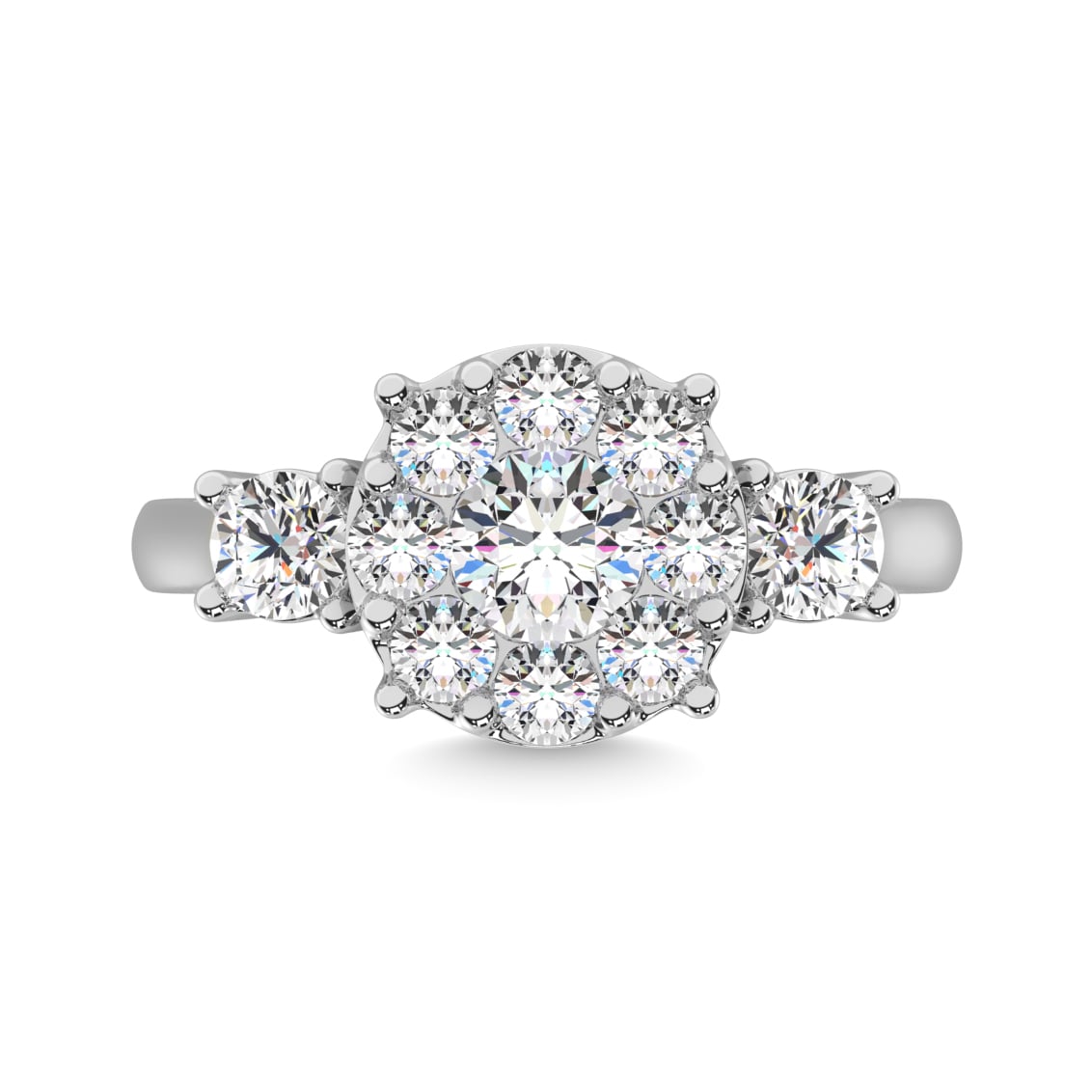 Diamond 1 1/2 Ct.tw Heart Three Stone Ring in 14K White Gold