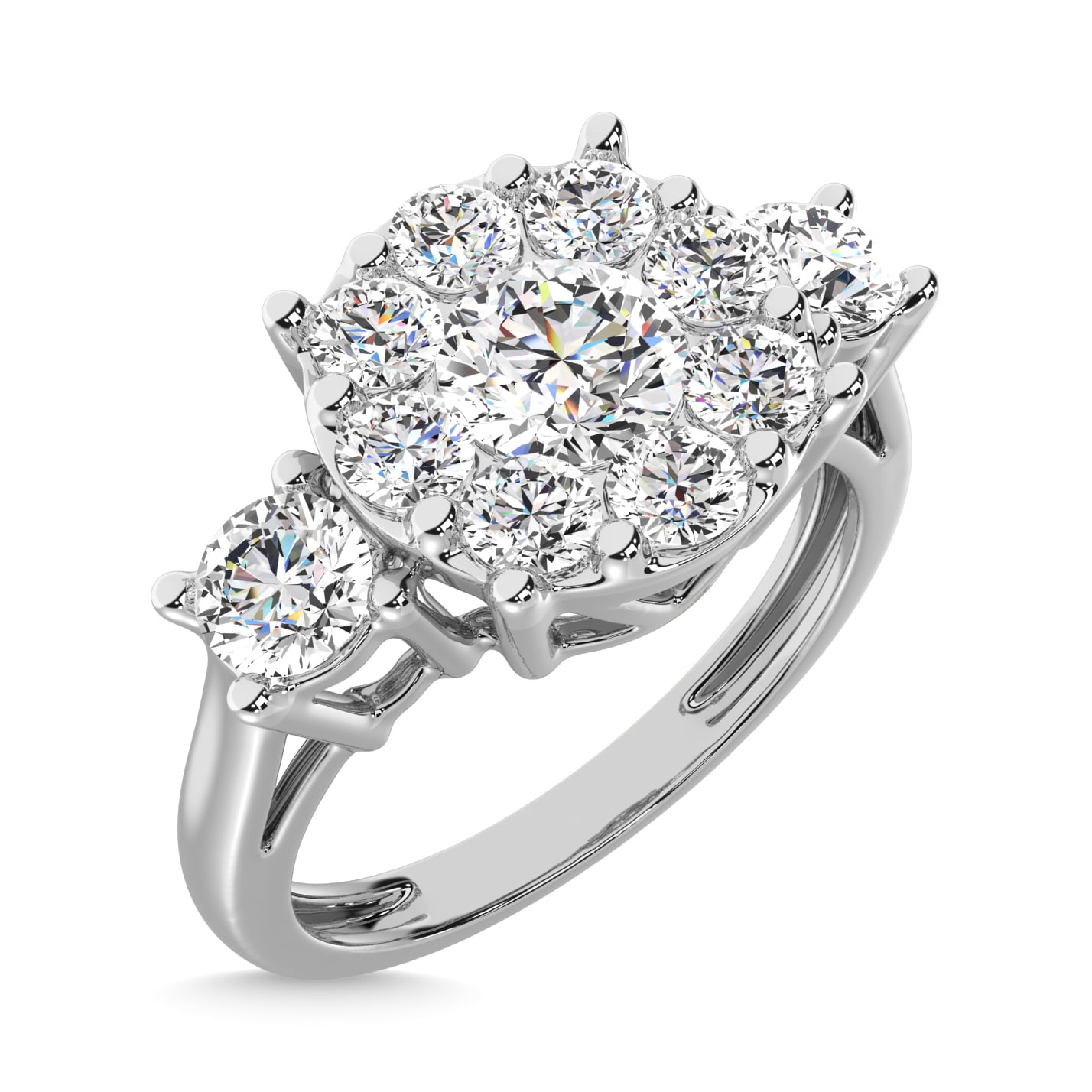 Diamond 2 Ct.tw Heart Three Stone Ring in 14K White Gold