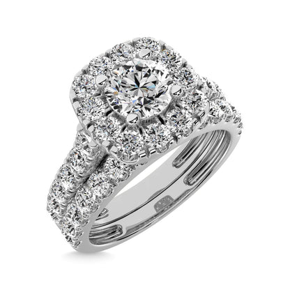 Diamond 2 Ct.tw Round Cut Halo Bridal Ring in 14K White Gold