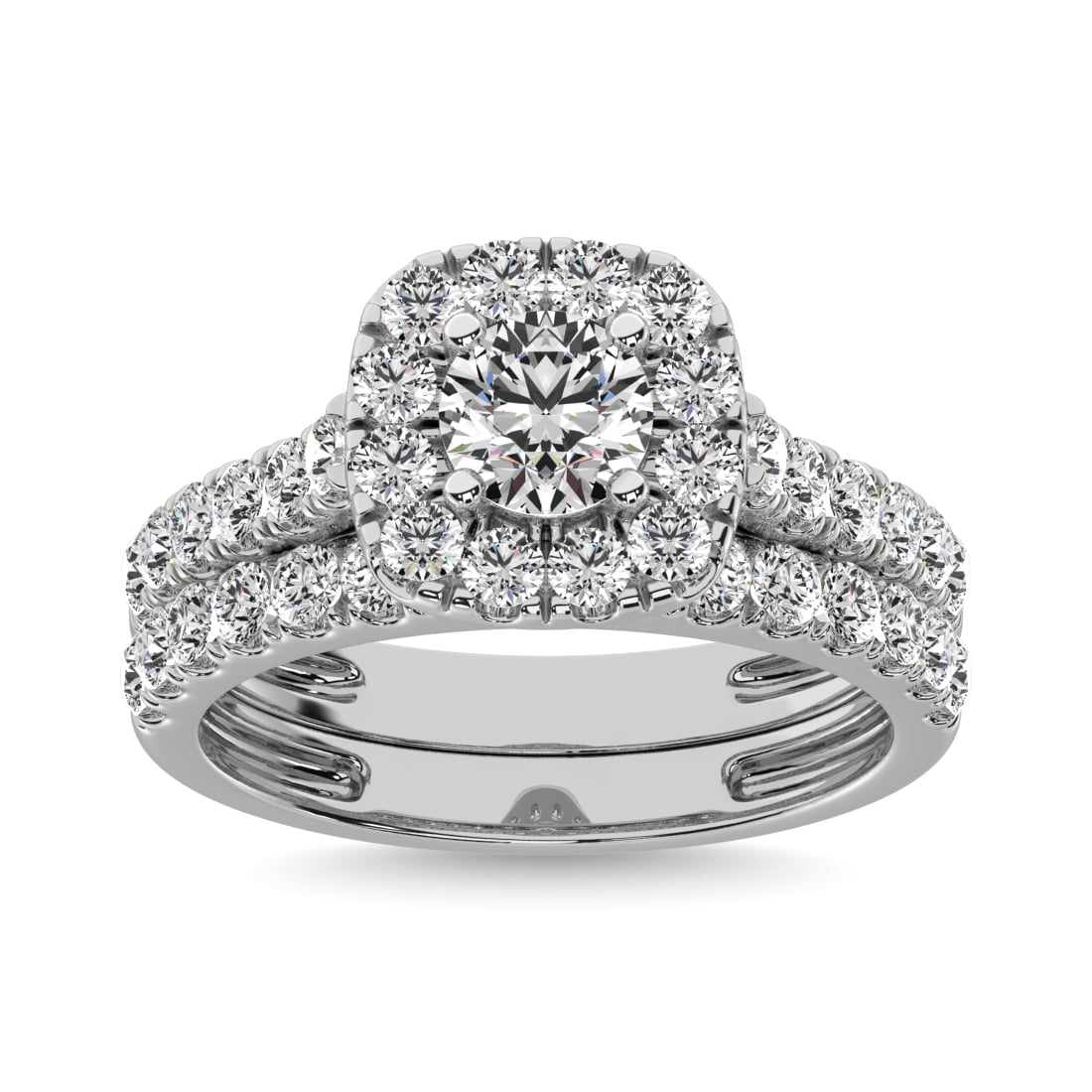 Diamond 2 Ct.tw Cushion Halo Bridal Ring in 14K White Gold