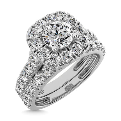 Diamond 2 Ct.tw Cushion Halo Bridal Ring in 14K White Gold