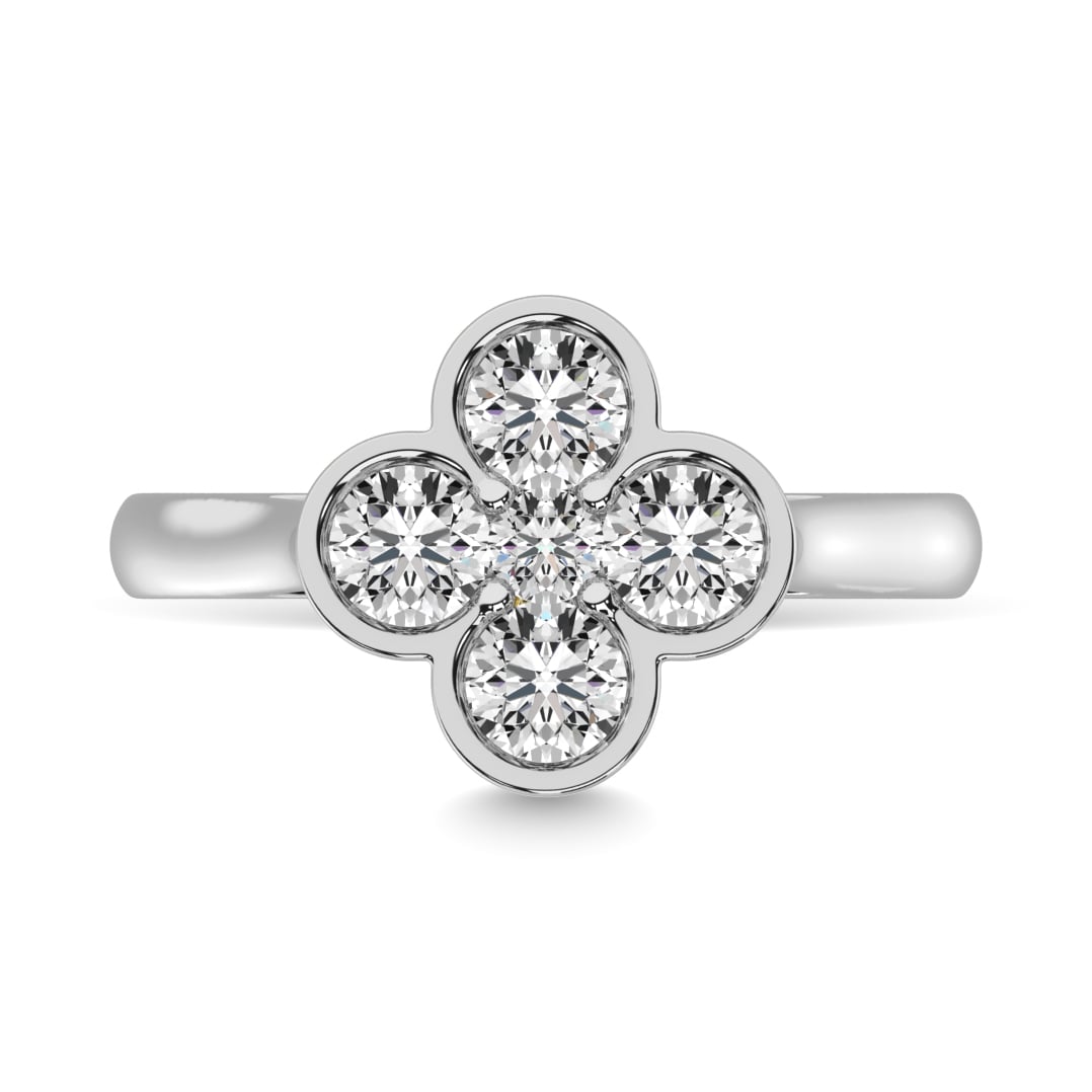 Diamond 1 Ct.tw Flower Ring in 14K White Gold