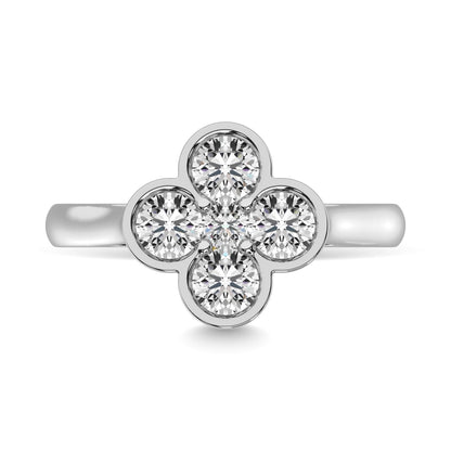 Diamond 1 Ct.tw Flower Ring in 14K White Gold