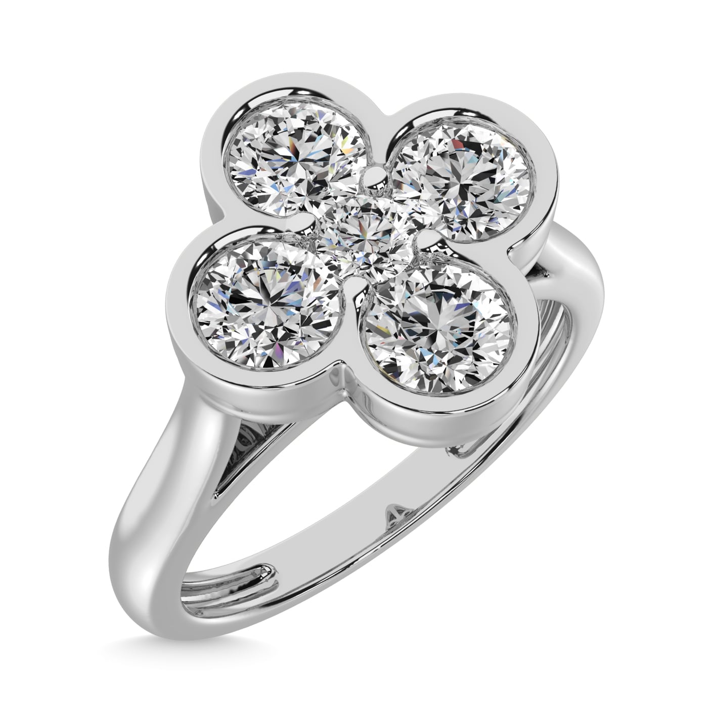 Diamond 1 Ct.tw Flower Ring in 14K White Gold