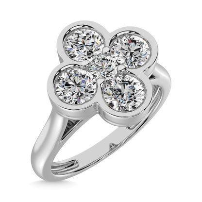 Diamond 1 Ct.tw Flower Ring in 14K White Gold