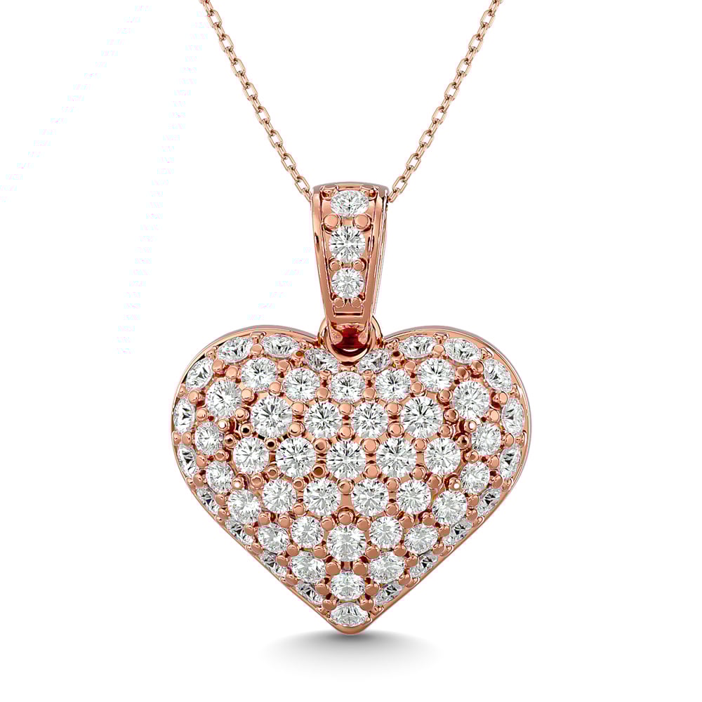 Diamond 1 1/2 Ct.tw Heart Pendant in 10K Pink Gold