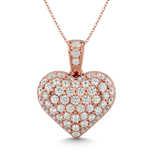 Diamond 1 Ct.tw Heart Pendant in 10K Pink Gold