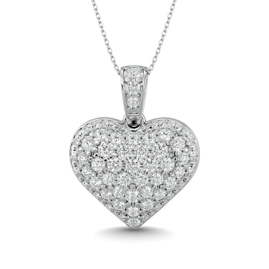 Diamond 1 1/2 Ct.tw Heart Pendant in 10K White Gold