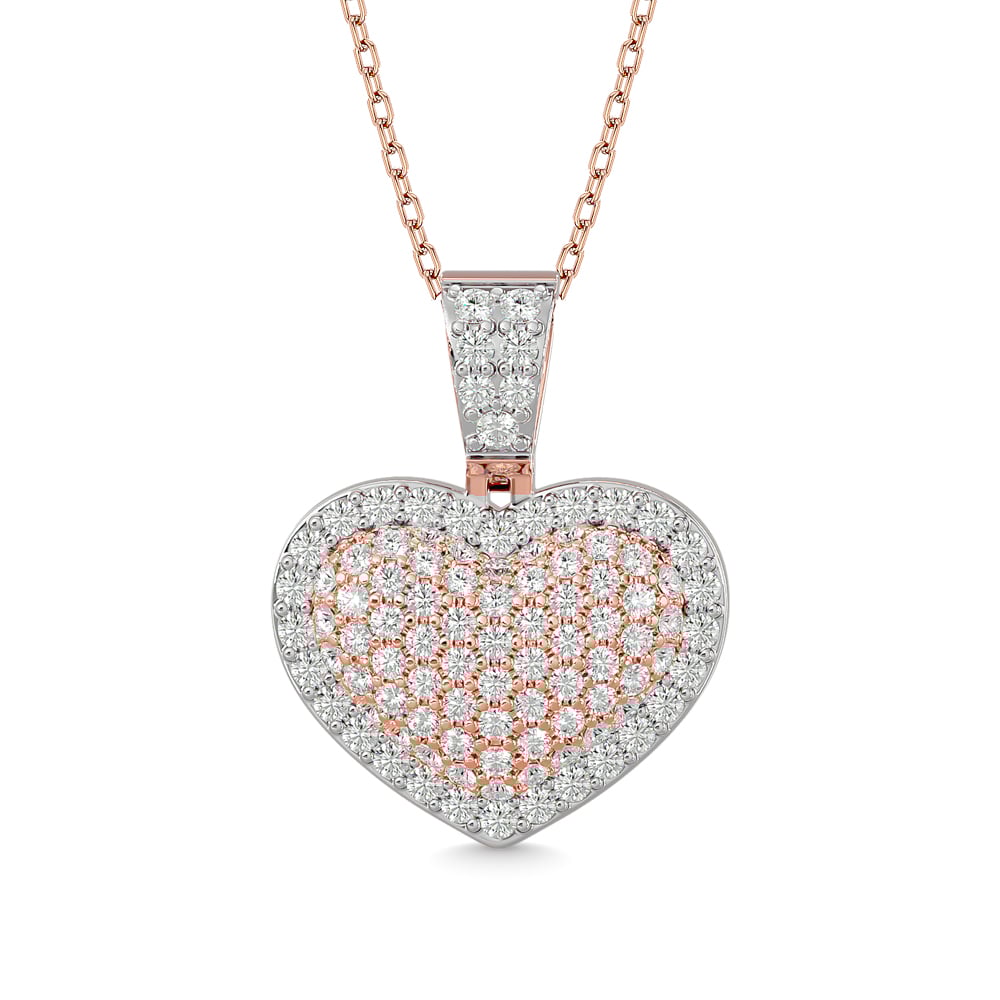Diamond 1 1/2 Ct.tw Heart Pendant in 10K Pink Gold With White Gold Touch