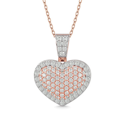 Diamond 1 1/2 Ct.tw Heart Pendant in 10K Pink Gold With White Gold Touch
