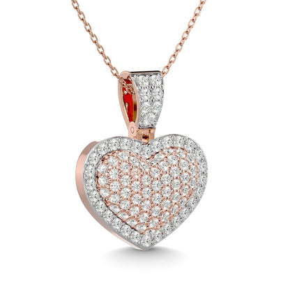 Diamond 1 Ct.tw Heart Pendant in 10K Pink Gold With White Gold Touch