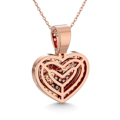 Diamond 1 Ct.tw Heart Pendant in 10K Pink Gold With White Gold Touch