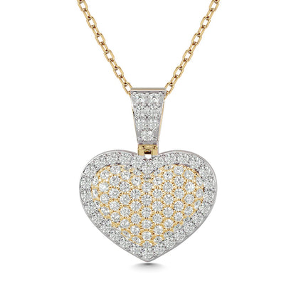 Diamond 1 1/2 Ct.tw Heart Pendant in 10K Yellow Gold With White Gold Touch
