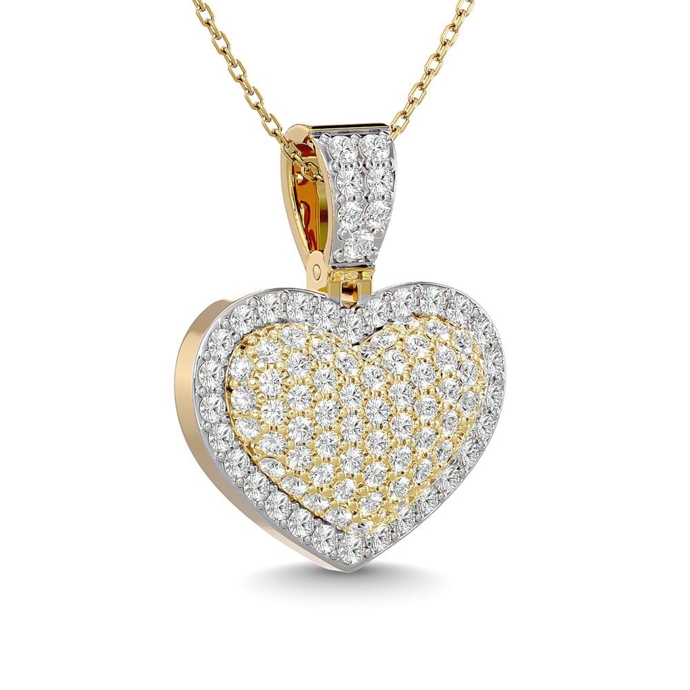 Diamond 1 Ct.tw Heart Pendant in 10K Yellow Gold With White Gold Touch