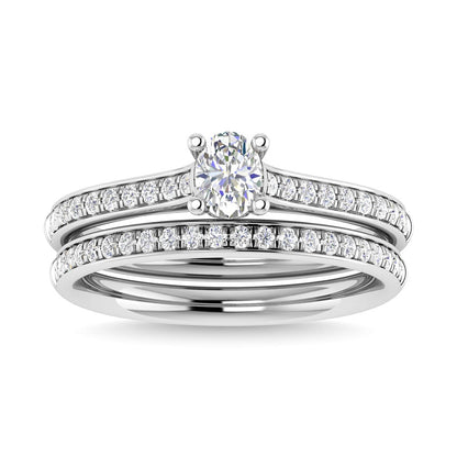 Diamond 3/4 Ct.Tw. Oval Shape Bridal Ring in 14K White Gold