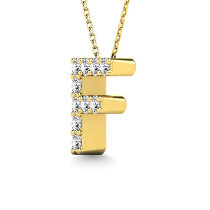 Diamond 1/10 Ct.Tw. Letter F Pendant in 14K Yellow Gold