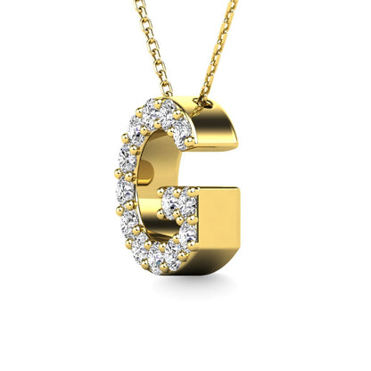 Diamond 1/8 Ct.Tw. Letter G Pendant in 14K Yellow Gold