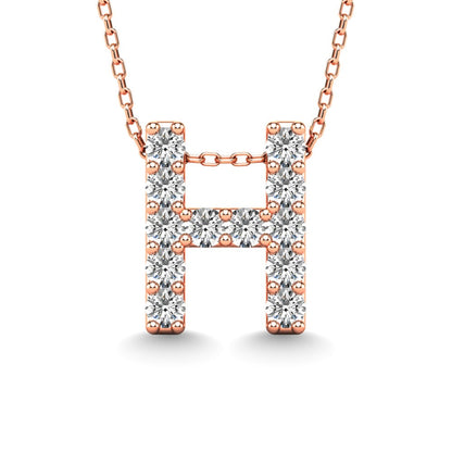 Diamond 1/8 Ct.Tw. Letter H Pendant in 14K Rose Gold