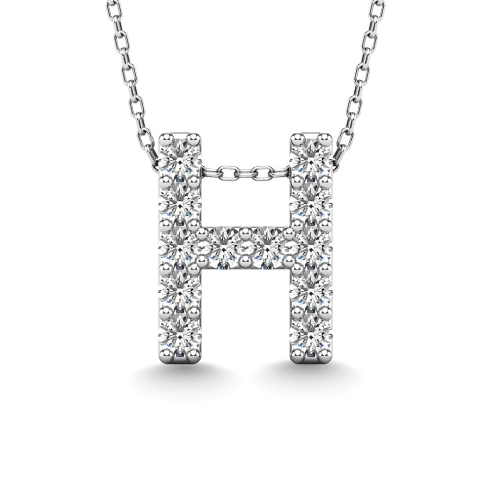 Diamond 1/8 Ct.Tw. Letter H Pendant in 14K White Gold