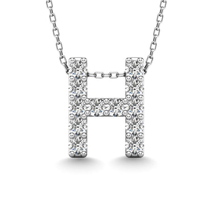 Diamond 1/8 Ct.Tw. Letter H Pendant in 14K White Gold
