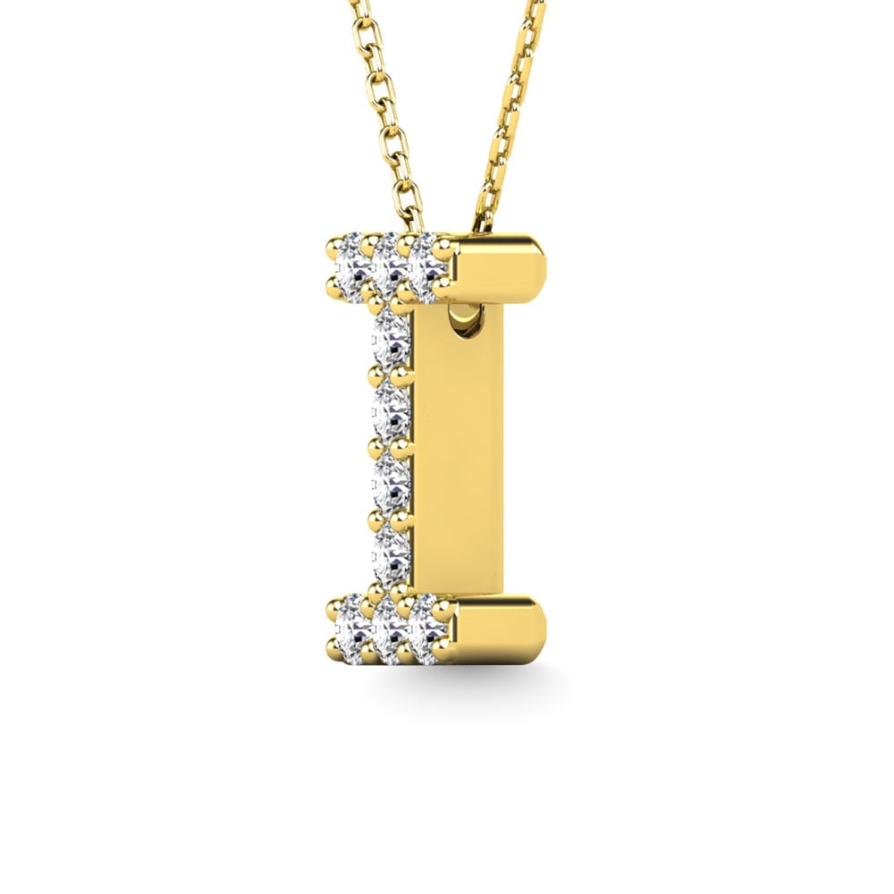 Diamond 1/10 Ct.Tw. Letter I Pendant in 14K Yellow Gold