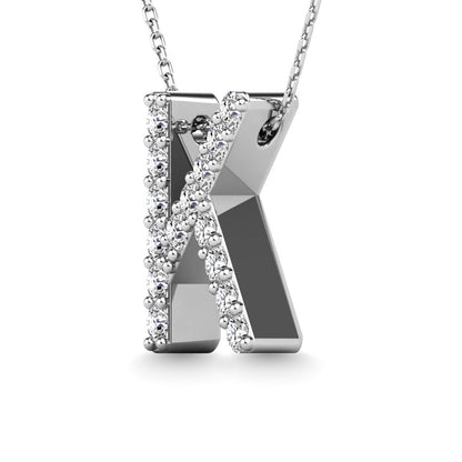 Diamond 1/8 Ct.Tw. Letter K Pendant in 14K White Gold