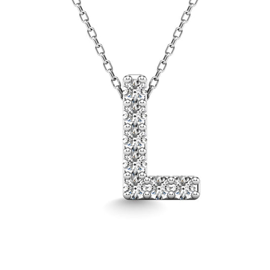 Diamond 1/20 Ct.Tw. Letter L Pendant in 14K White Gold