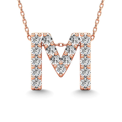 Diamond 1/6 Ct.Tw. Letter M Pendant in 14K Rose Gold