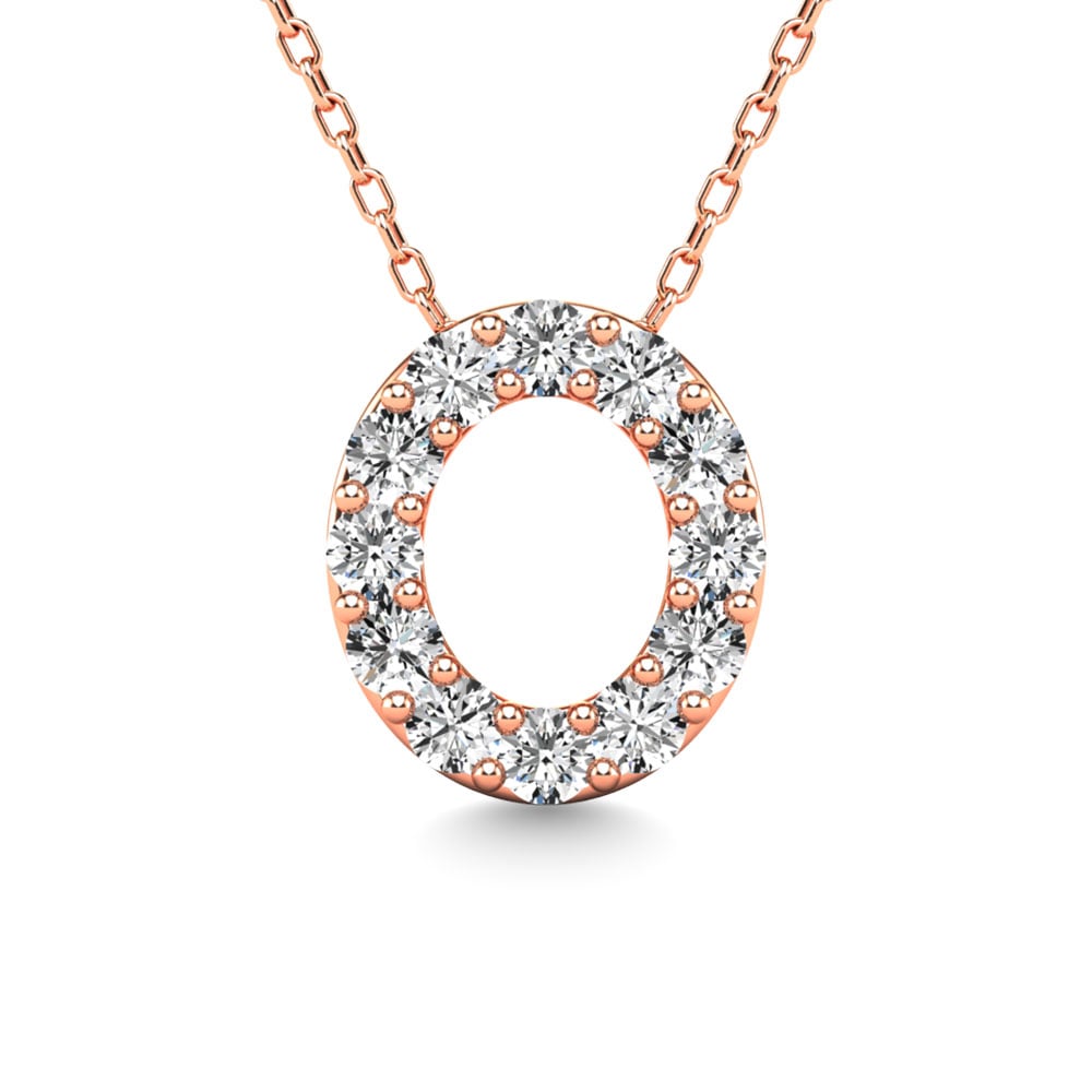 Diamond 1/8 Ct.Tw. Letter O Pendant in 14K Rose Gold