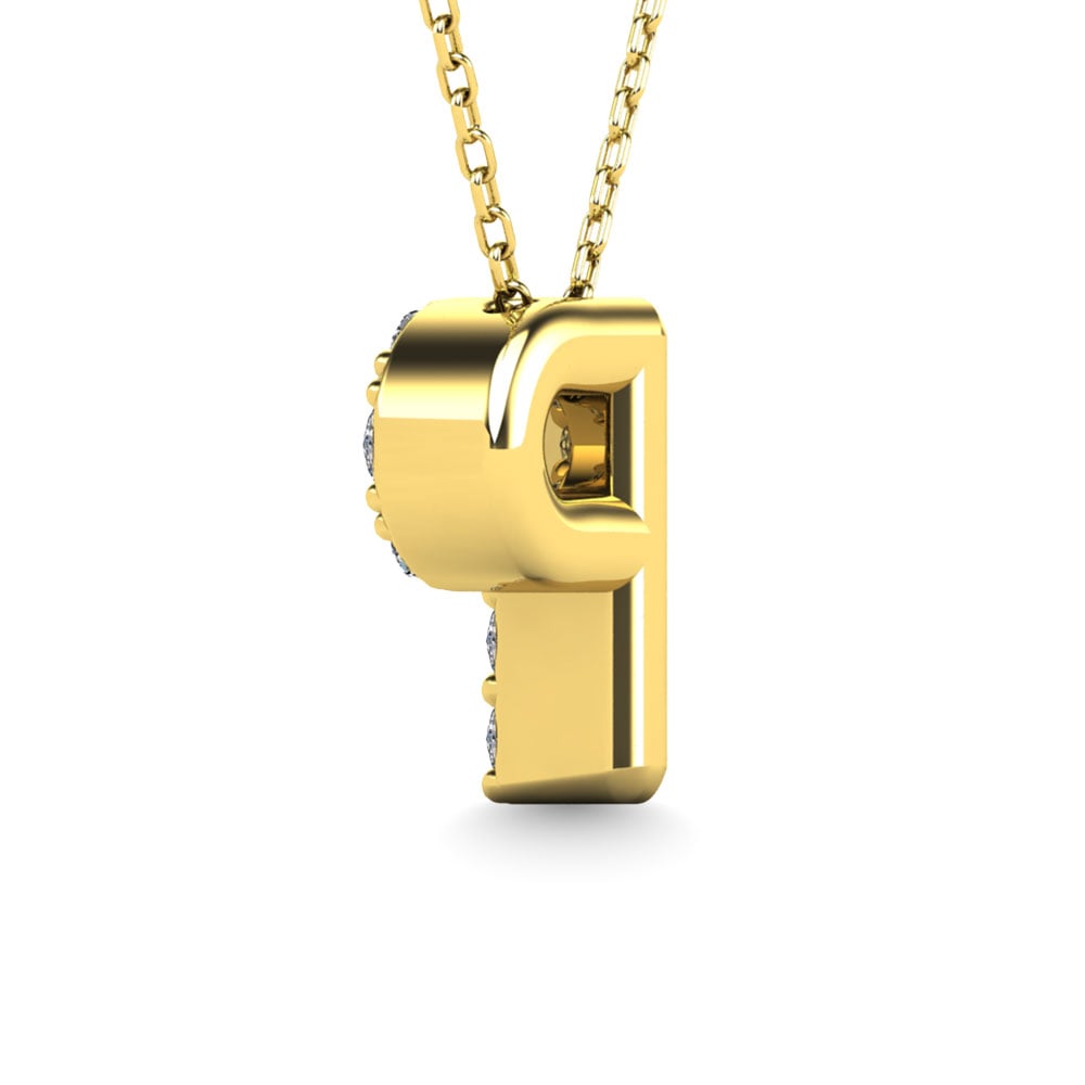 Diamond 1/10 Ct.Tw. Letter P Pendant in 14K Yellow Gold