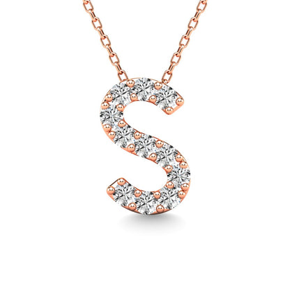 Diamond 1/10 Ct.Tw. Letter S Pendant in 14K Rose Gold