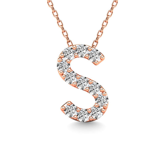 Diamond 1/10 Ct.Tw. Letter S Pendant in 14K Rose Gold