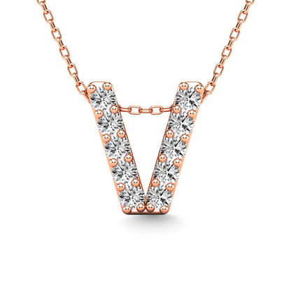 Diamond 1/10 Ct.Tw. Letter V Pendant in 14K Rose Gold