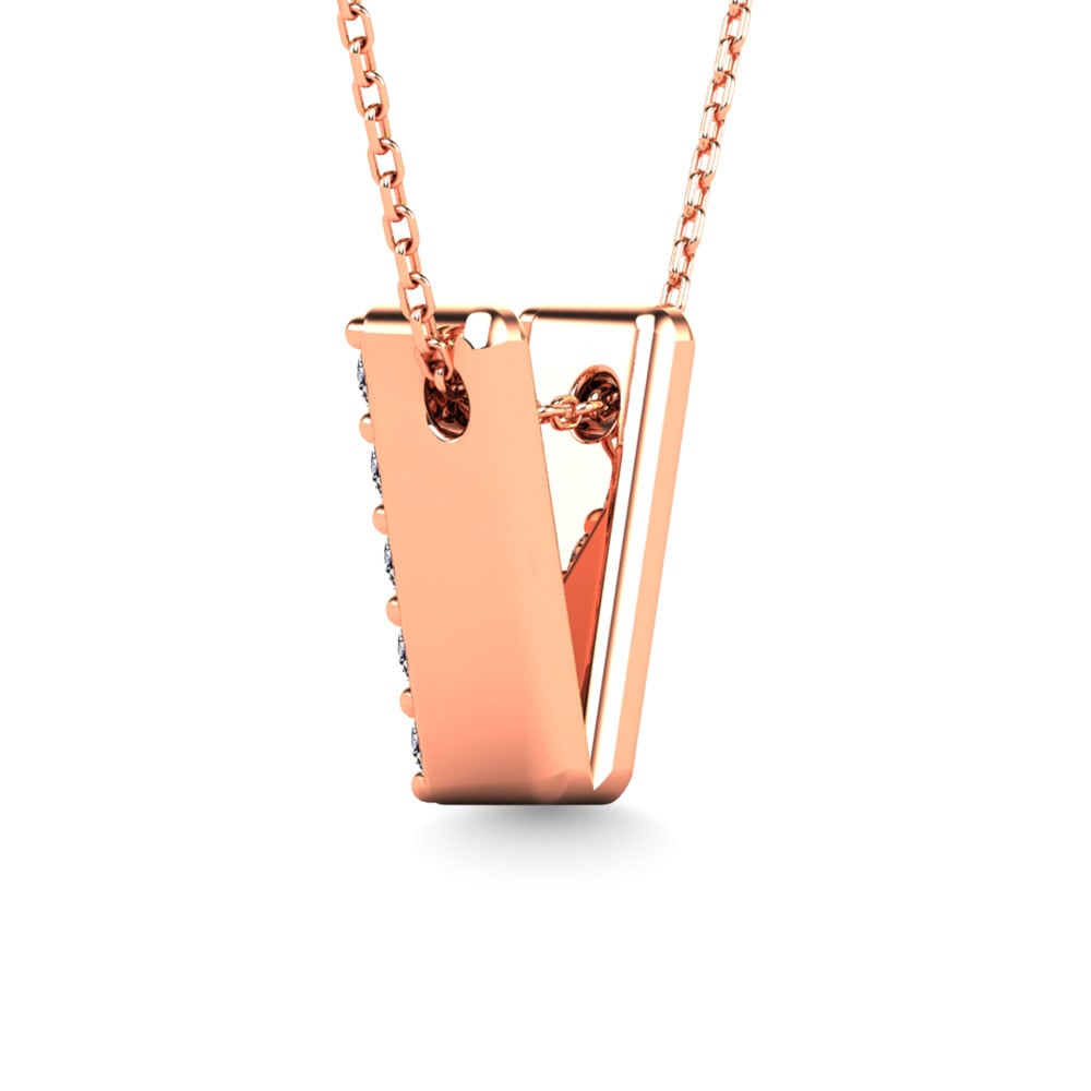 Diamond 1/10 Ct.Tw. Letter V Pendant in 14K Rose Gold
