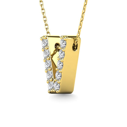 Diamond 1/10 Ct.Tw. Letter V Pendant in 14K Yellow Gold