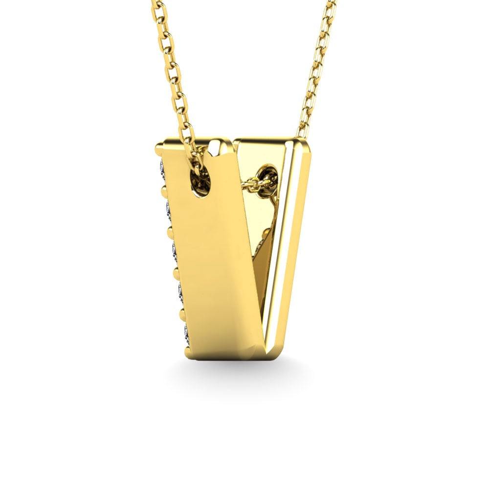 Diamond 1/10 Ct.Tw. Letter V Pendant in 14K Yellow Gold