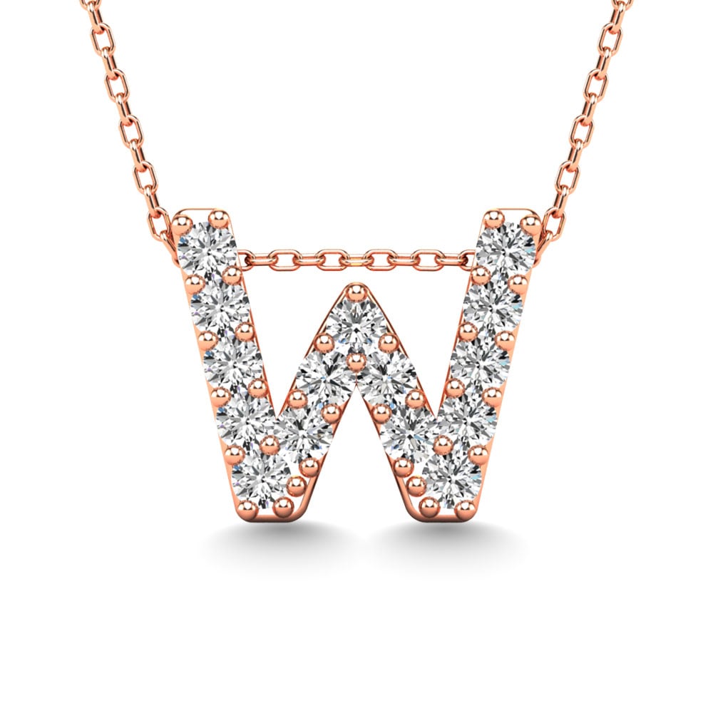 Diamond 1/6 Ct.Tw. Letter W Pendant in 14K Rose Gold