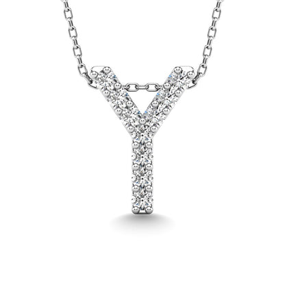 Diamond 1/10 Ct.Tw. Letter Y Pendant in 14K White Gold