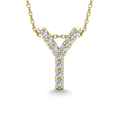 Diamond 1/10 Ct.Tw. Letter Y Pendant in 14K Yellow Gold