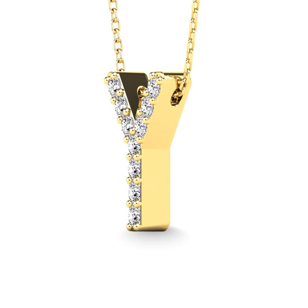 Diamond 1/10 Ct.Tw. Letter Y Pendant in 14K Yellow Gold