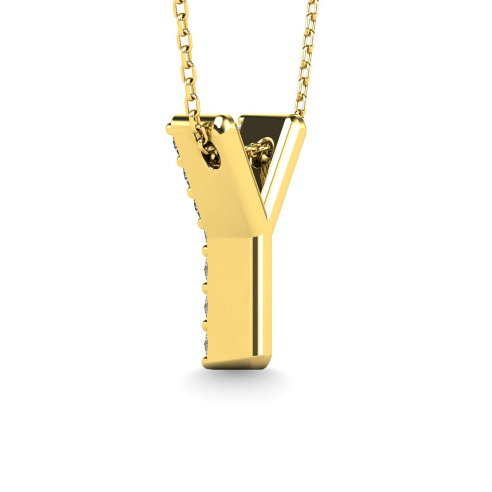 Diamond 1/10 Ct.Tw. Letter Y Pendant in 14K Yellow Gold