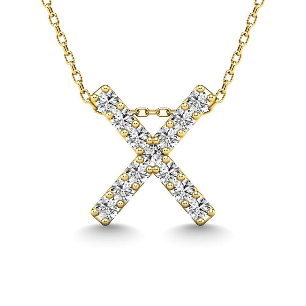 Diamond 1/8 Ct.Tw. Letter X Pendant in 14K Yellow Gold
