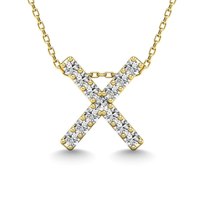 Diamond 1/8 Ct.Tw. Letter X Pendant in 14K Yellow Gold