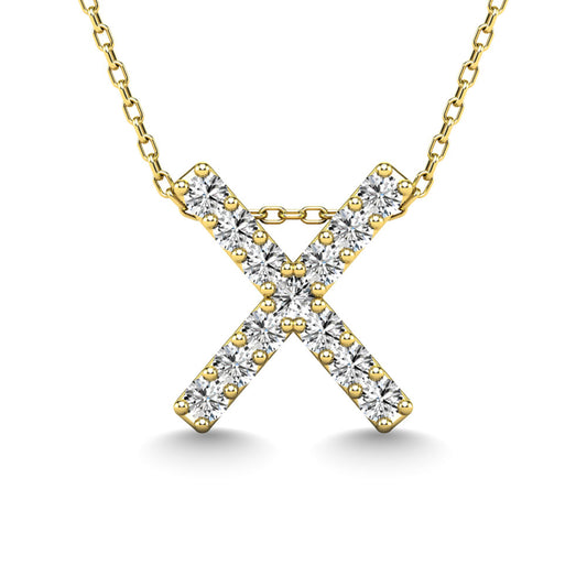 Diamond 1/8 Ct.Tw. Letter X Pendant in 14K Yellow Gold