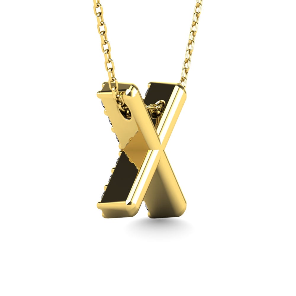 Diamond 1/8 Ct.Tw. Letter X Pendant in 14K Yellow Gold