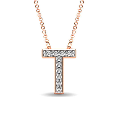 Diamond 1/20 Ct.Tw. Letter T Pendant in 10K Rose Gold