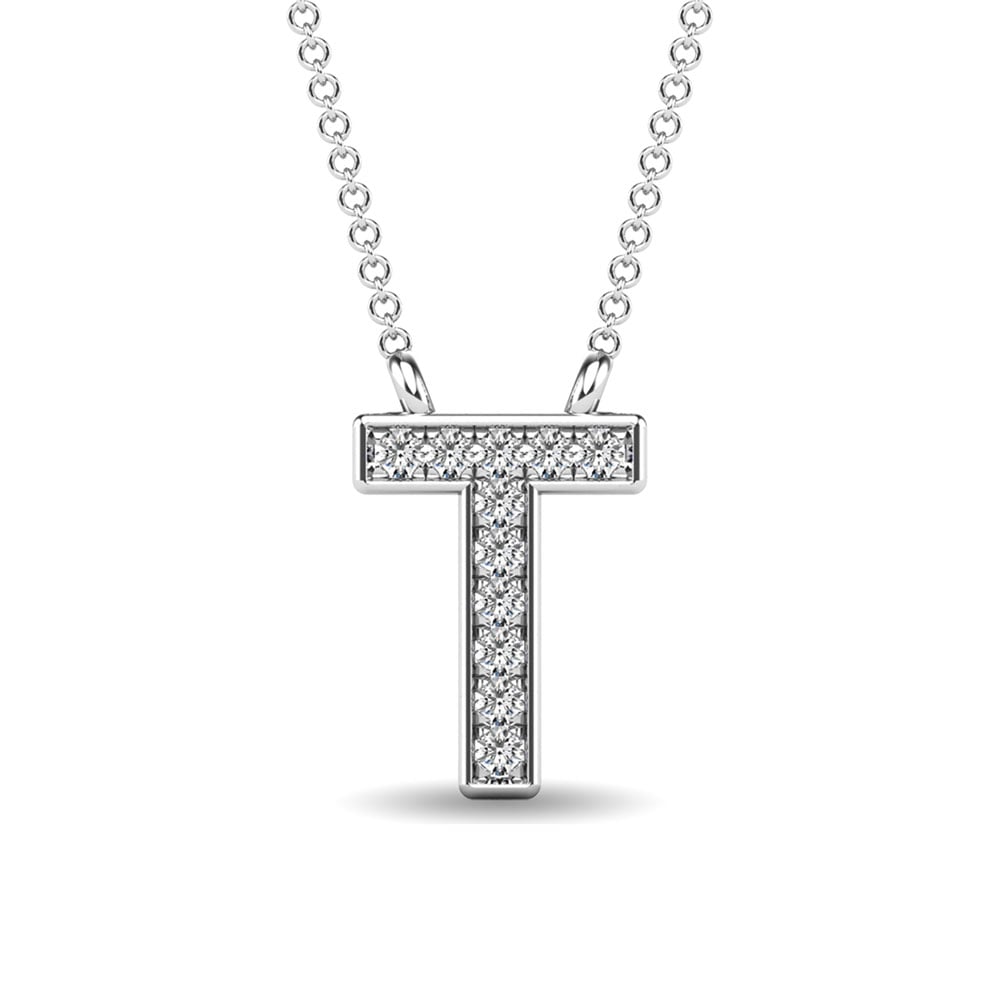 Diamond 1/20 Ct.Tw. Letter T Pendant in 10K White Gold